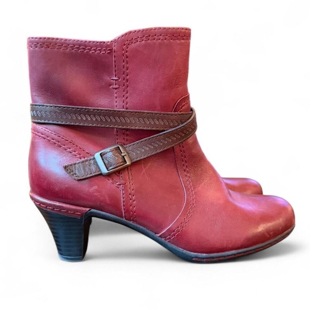 Rockport Cobb Hill Women’s Leather Ankle Boots – Size 7M | Wine/Burgundy